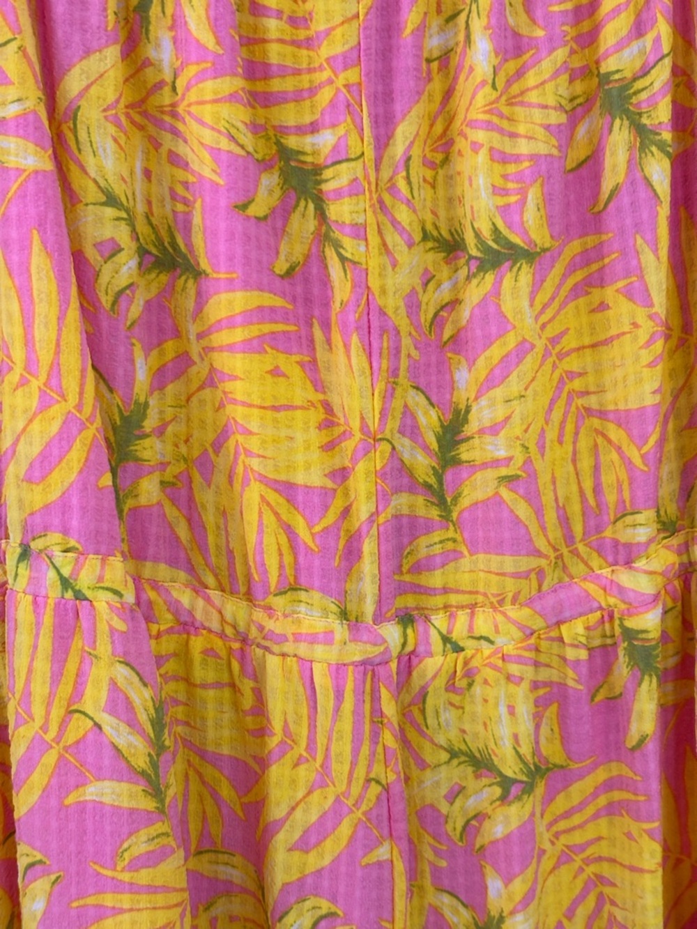 🌸 Scoop Dress Women Size Large Pink Yellow Leaf Off Shoulder Maxi - Picture 3 of 11
